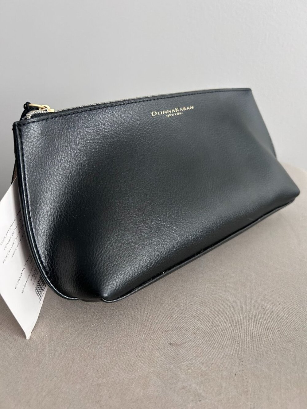 Donna Karan‎ New York Black Faux Leather Cosmetic / Make-up Bag